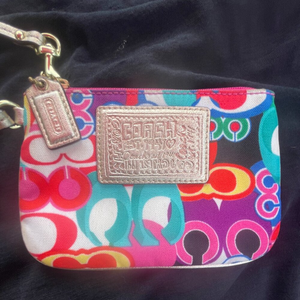 Coach Poppy Y2K Glam Op Art Wristlet
